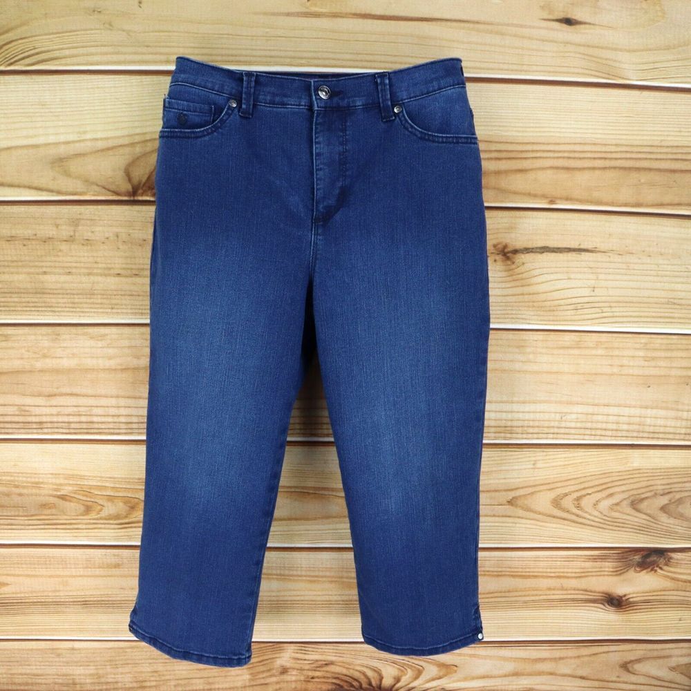 Gloria Vanderbilt Capri Jeans‎ Amanda Fit Womens Size 8 Blue Faded Stretch Denim